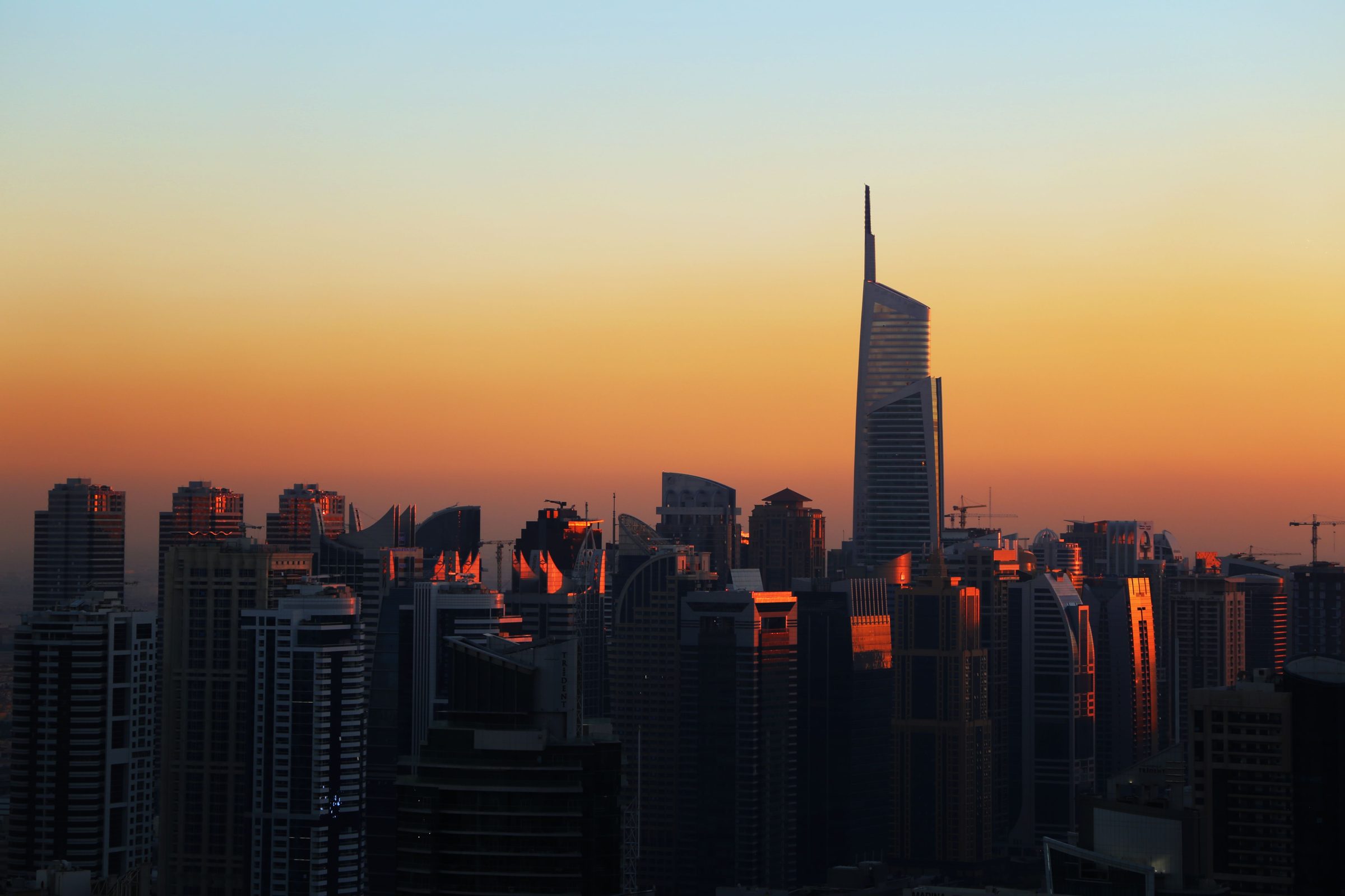 Dubai skyline at sunset